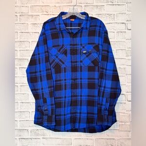 Blue‎ and Black Plaid Men's Shirt throtl brand size XL button down casual cozy
